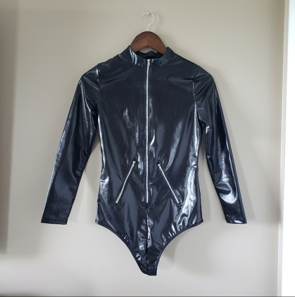 Faux Leather Bodysuit - Picture 1 of 3